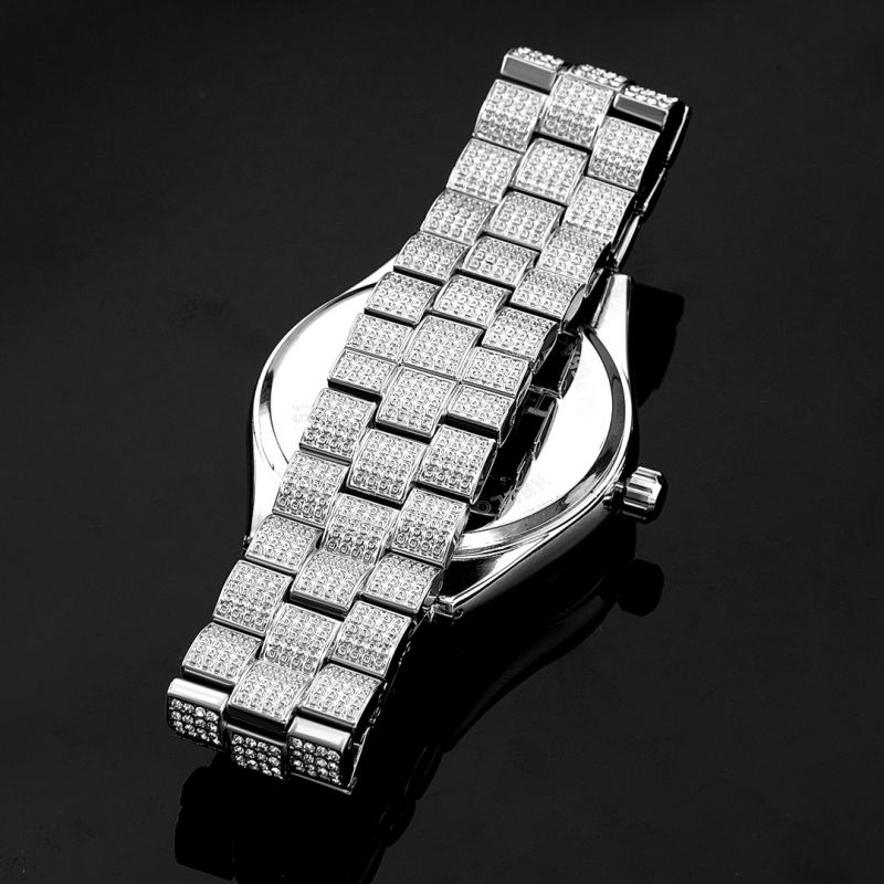 Iced Round Bezel Hip Hop Watch - 43mm White Gold