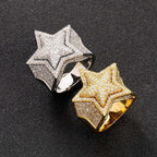 18K Gold Moissanite Iced Star Ring