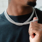 12mm Moissanite Diamond Cuban Chain In White Gold