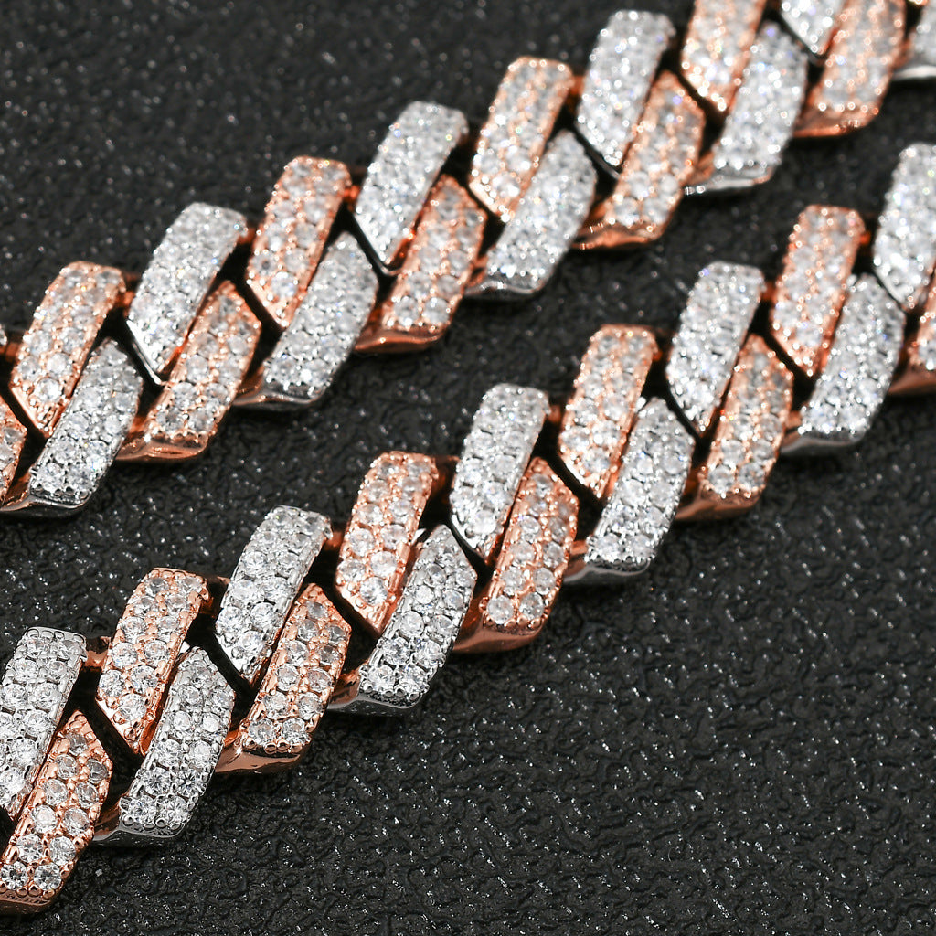 Moissanite Layered Three-dimensional Cross Pendant Chain Set