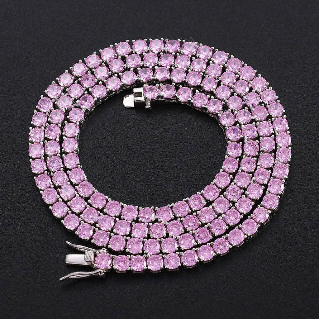 S925 4mm Moissanite Pink Tennis Chain