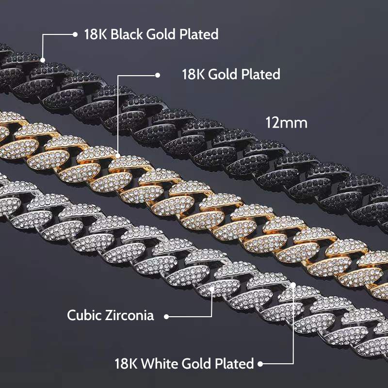 12mm Moissanite Micro Paved Cuban Bracelet