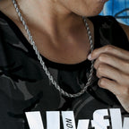 6mm Iced Out Lock Mens Moissanite Rope Chain in White Gold