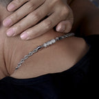 6mm Iced Out Lock Mens Moissanite Rope Chain in White Gold