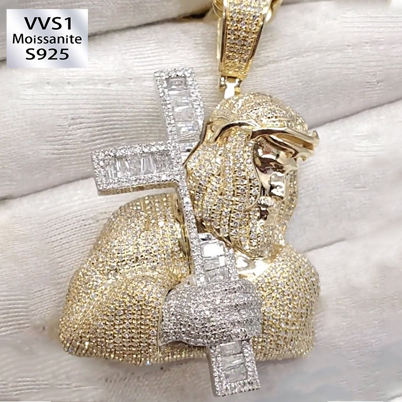 Custom Ice Out Jesus Cross Pendant 5mm Tennis Chain