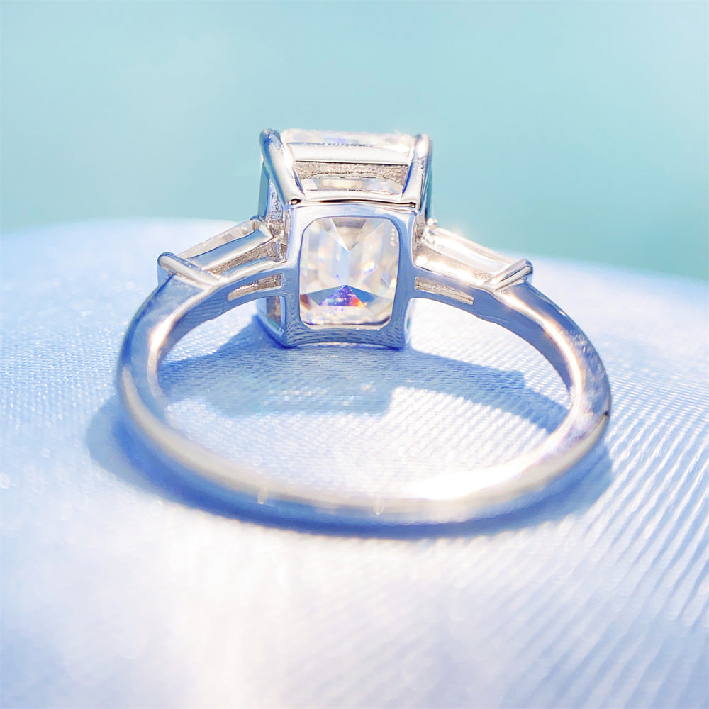 Emerald Cut Engagement Ring 4 CT Moissanite S925 Ring