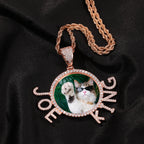 Chilled Custom Alphabet Picture Round Necklace Moissanite Pendant