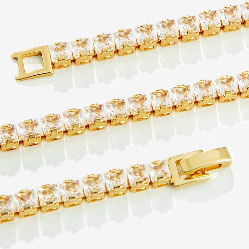 4mm Women Tennis Chain Set in Gold