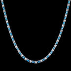 5mm Blue Baguette Cut Stone Tennis Chain in White Gold