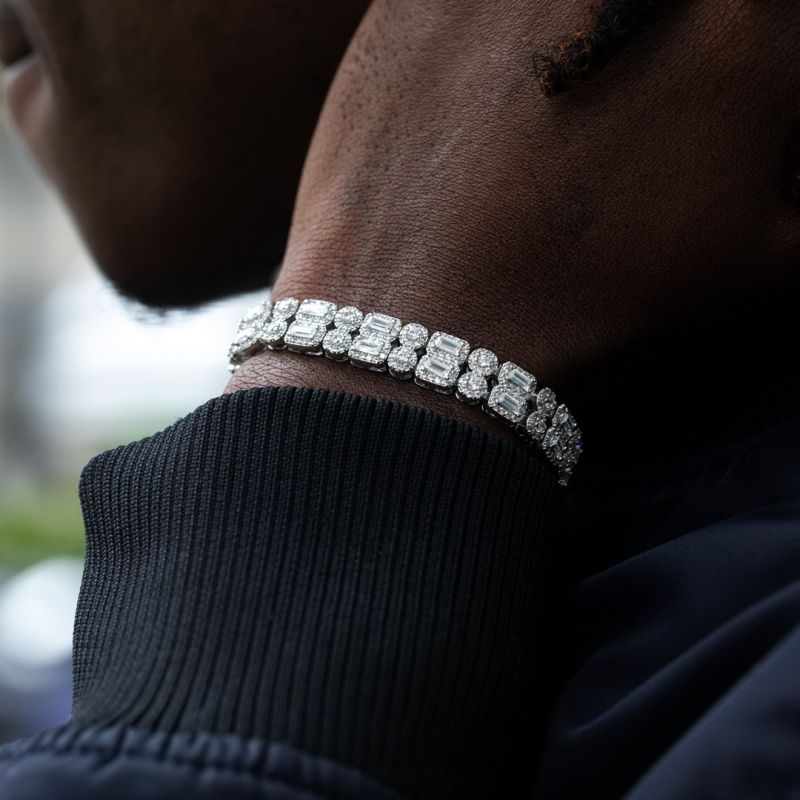 Iced Baguette Double Row Moissanite Tennis Bracelet