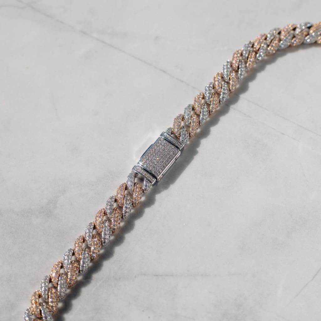 9mm Moissanite Diamond  Two Tone Cuban Chain