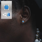 S925 & VVS Moissanite Princess Cut Moissanite Stud Mens Earrings