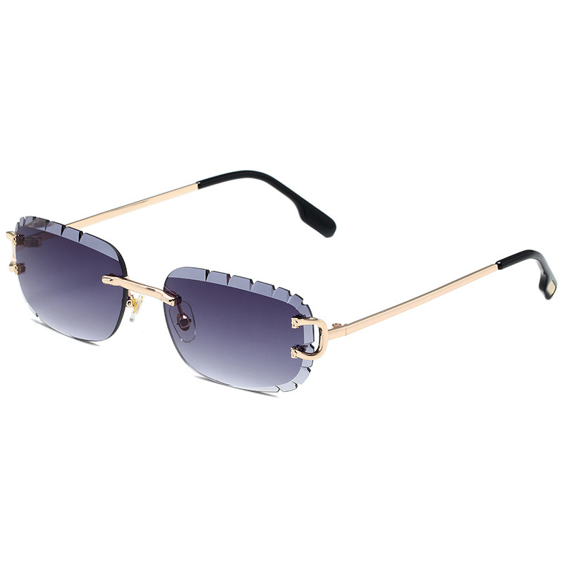 New Pattern Cut Edge Oval Frameless Sunglasses
