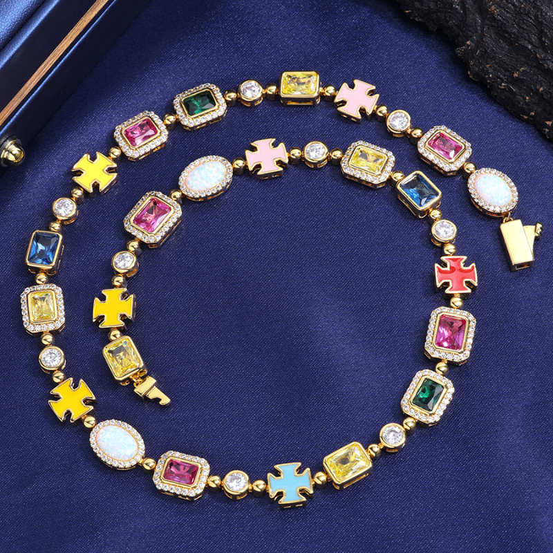 10mm Moissanite Hip Hop Colored Gemstone Art Chain