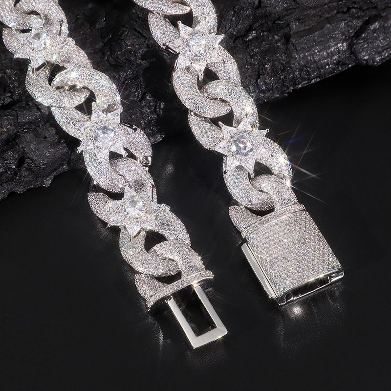 Geometric Flower Cross Cuban Chain