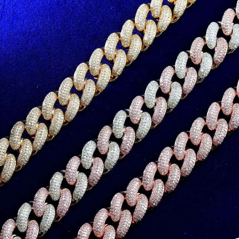 Moissanite Unique Design Buckle Bubble Cuban Chain