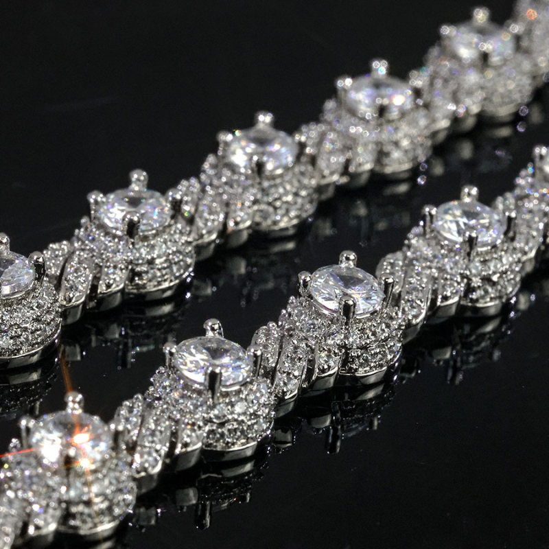 7.5mm Moissanite Hip Hop Round Bead Cuban Bracelet
