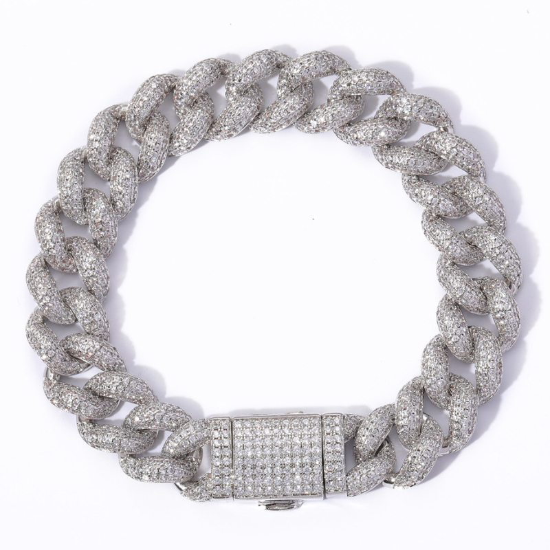 12mm Moissanite Bubble Micro inlay Cuban Bracelet