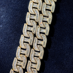 20mm Moissanite Irregular H-Shaped Step Square Cuban Chain