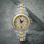 Iced Two-Tone Hip Hop Watch - 40.6mm Gold Dial