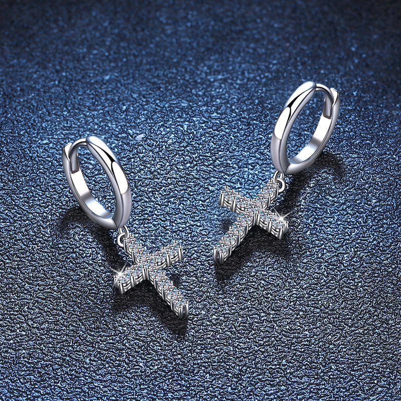 S925 & VVS Moissanite Cross Earrings