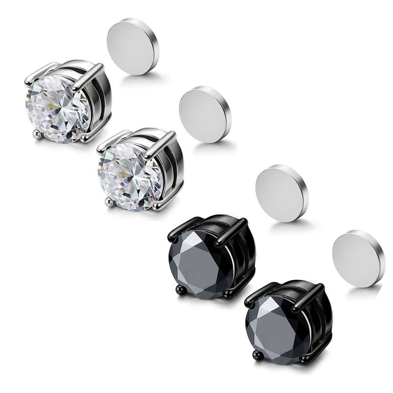 Round Moissanite Magnetic Non-Piercing Stud Earrings