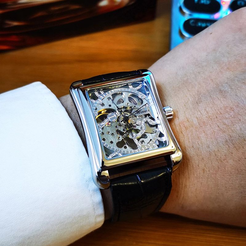 Skeleton Tonneau Mechanical Watch - Hand-Wind Movement