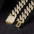 Women's Iced 14mm Miami Cuban Chain with Box Clasp in Gold