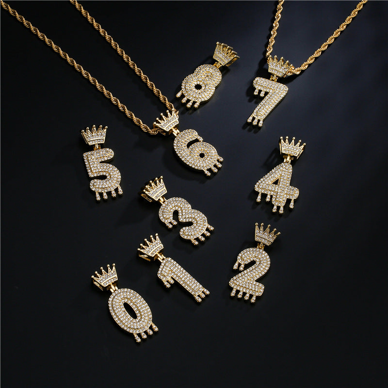 Moissanite Ice Out Crown Arabic Numerals Custom Pendant