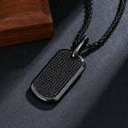 Iced Men's Dog Tag Moissanite Pendant in Black Gold