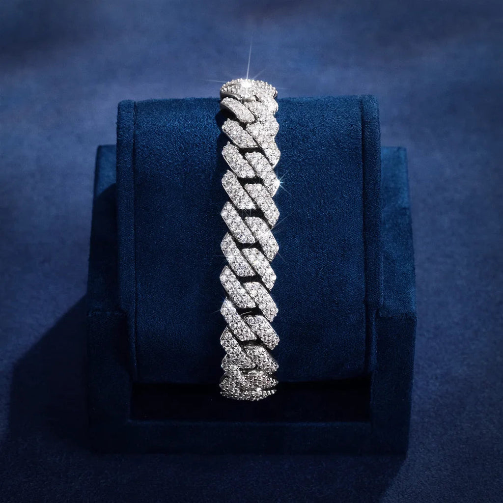 13MM Moissanite Diamond Prong Cuban Bracelets