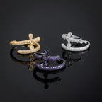 Iced Moissanite Sword Open Ring - Purple/White
