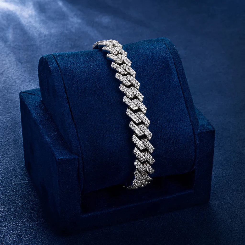 10MM Moissanite Diamond Prong Cuban Bracelet
