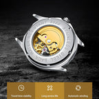 Skeleton Luminous Automatic Mechanical Men's Watch with Steel Strap