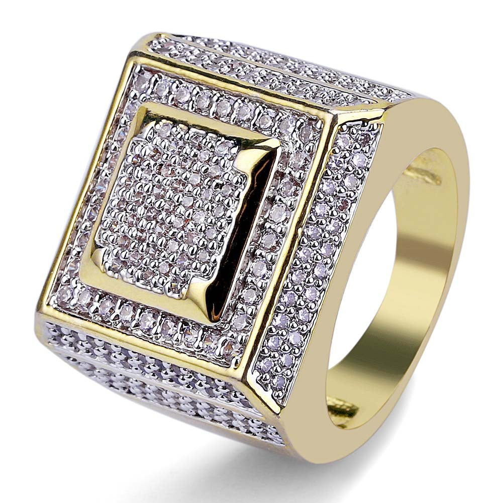 Ice Moissanite Round Cut Square Ring