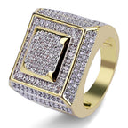 Ice Moissanite Round Cut Square Ring
