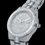 Iced Baguette Cut Roman Numerals Men's Watch in White Gold