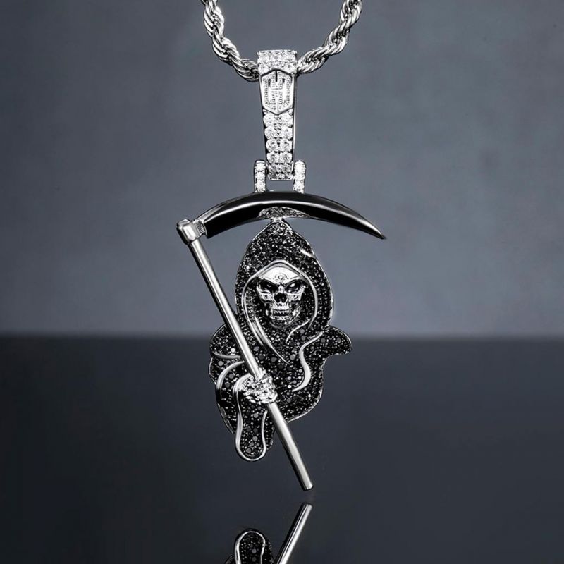 The Death Skull with Sickle Zircon Pendant