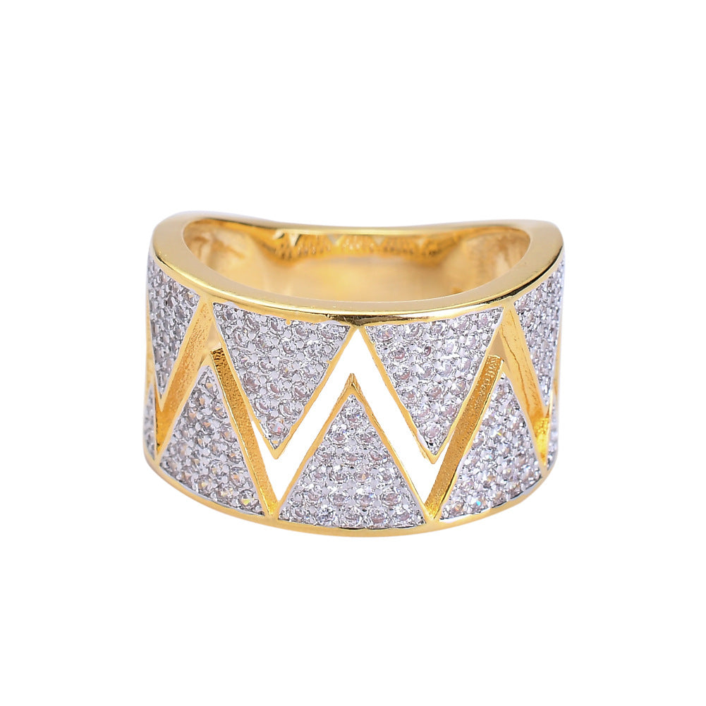 Moissanite Triangle W Geometric Ring