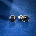 1Ct*2  VVS1 Moissanite Round Black Stud Earrings in S925 Silver