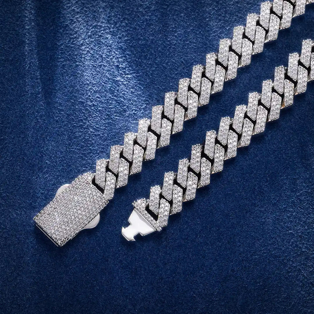 10MM Moissanite Diamond Prong Cuban Chain
