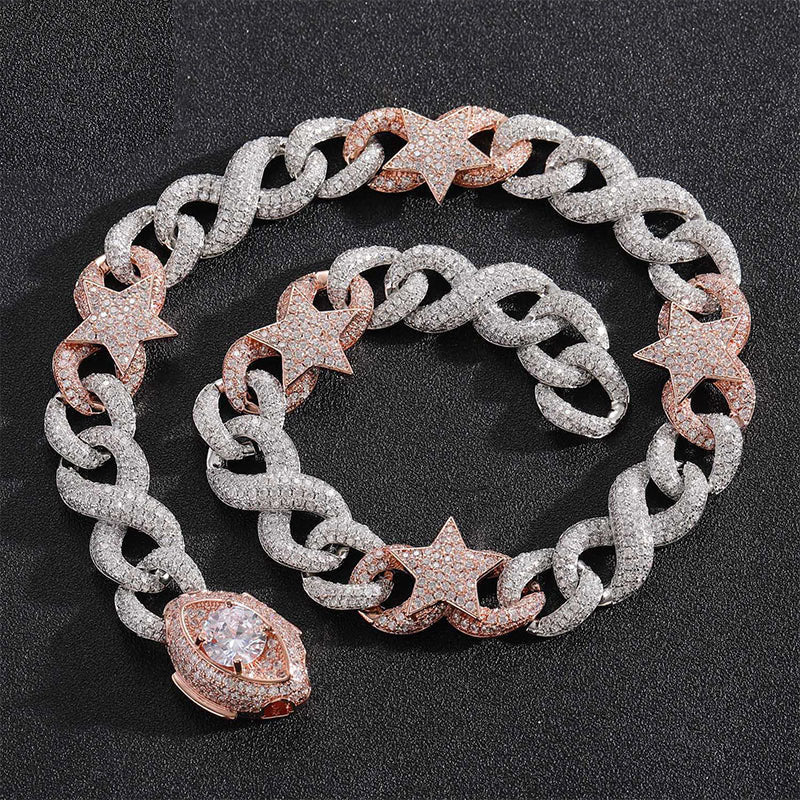 10mm/16mm "Two-tone Star" and "Demon Eye" Cuban Chain
