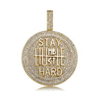 Moissanite Ice Baguette Cut Keep Calm Round Pendant