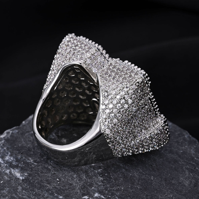 Moissanite Hip Hop M Letter Baguette Ring