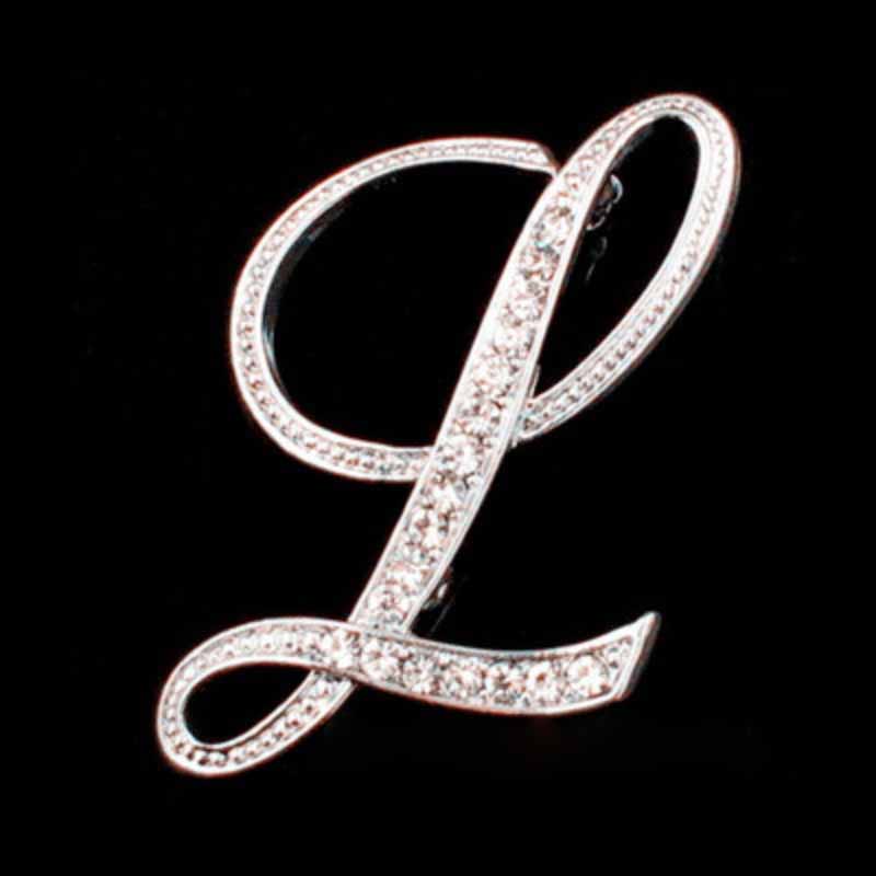 Moissanite Initial Letter Jewelry Brooches