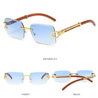 New Frameless Square Metal Leopard Design Frame Sunglasses