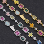 10mm Moissanite Hip Hop Colored Gemstone Art Chain