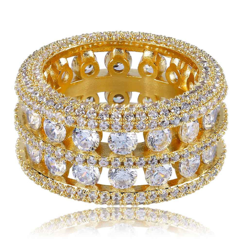 Moissanite Luxury Double Row Hollow Ring