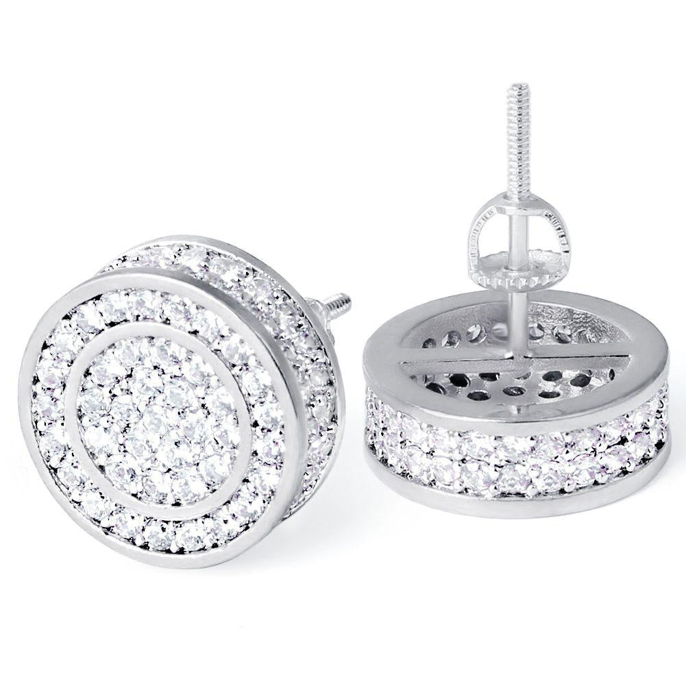 Round Moissanite Iced Stud Mens Earrings