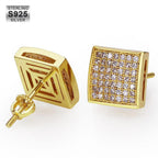 S925 Moissanite Square Diamond Stud Earrings for Men